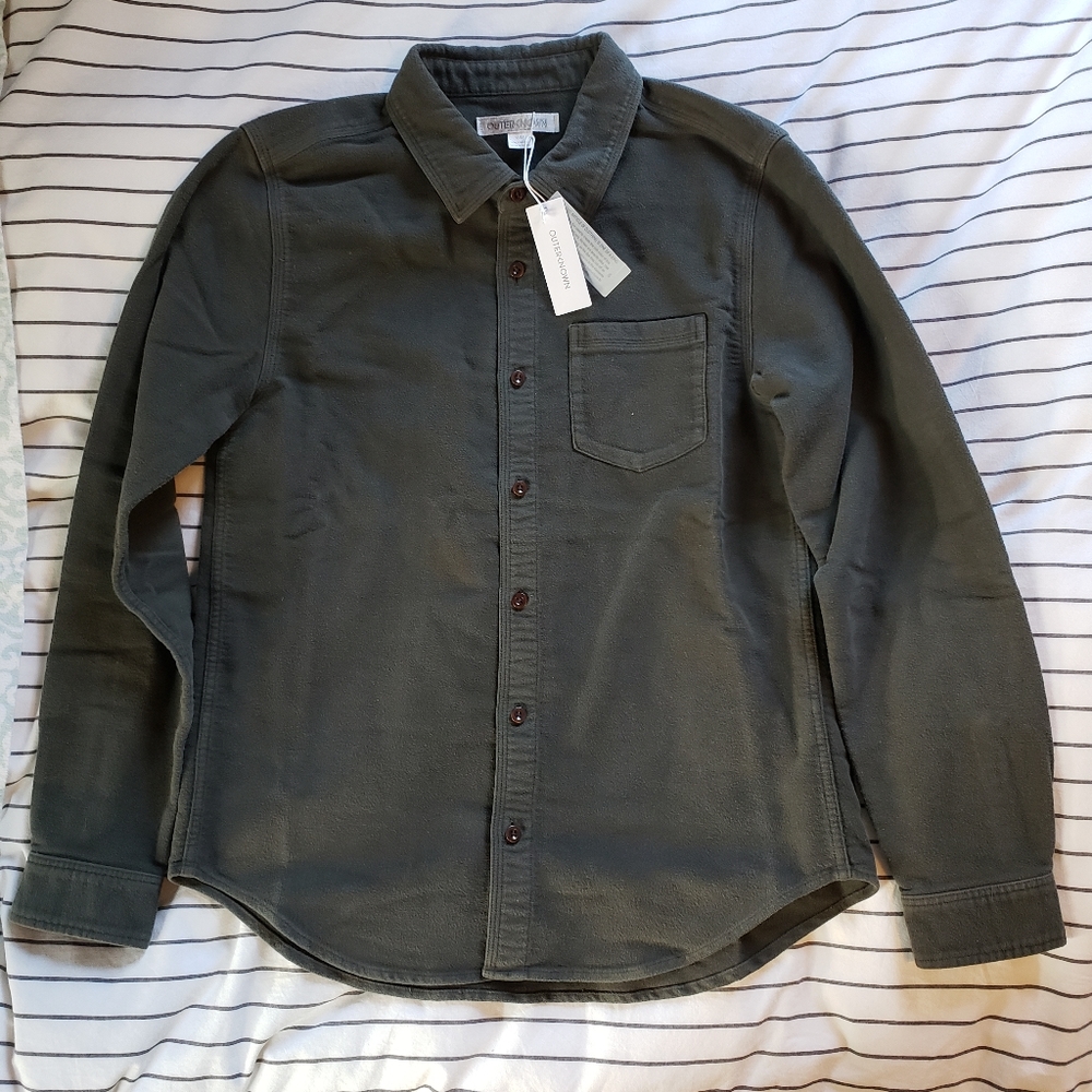 NWT Outerknown Moleskin Shirt in Pine - M